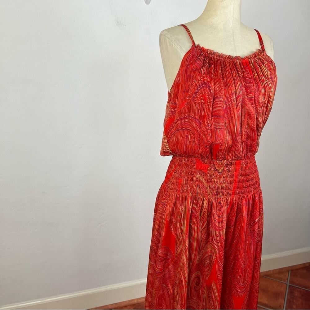 Ramy Brook Red Paisley Smocked Waist Dress - Picture 2 of 7